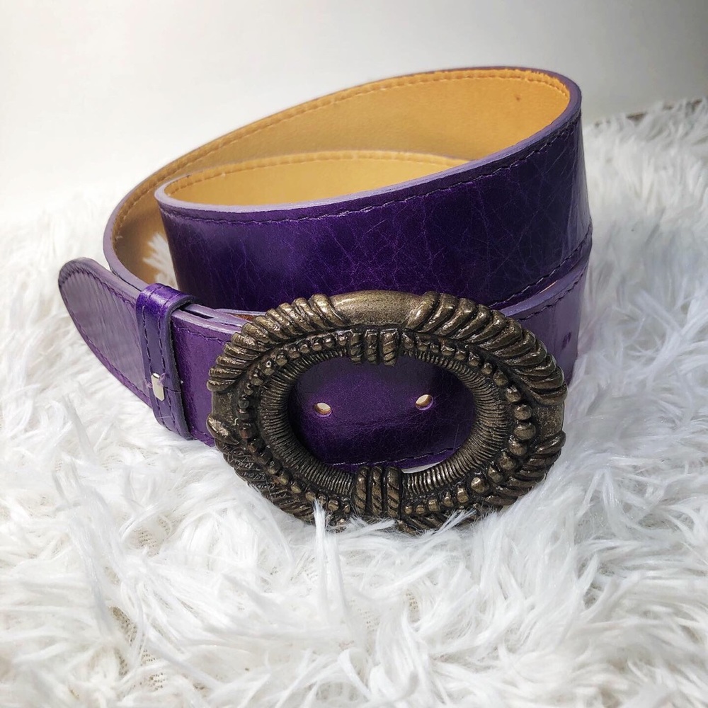 VINTAGE Vera Pelle Leather Belt Purple